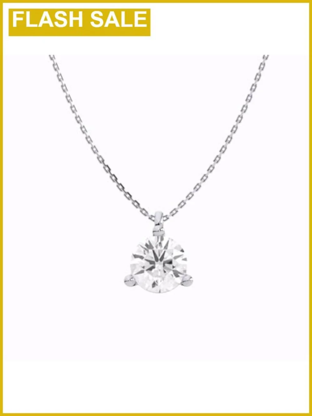 1 Carat Lab Grown Diamond Round Pendant Necklace 14K White Gold Solitaire